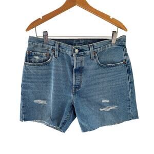 Levi's Premium Denim Button Fly Distressed High Rise Raw Hem Shorts Size 30